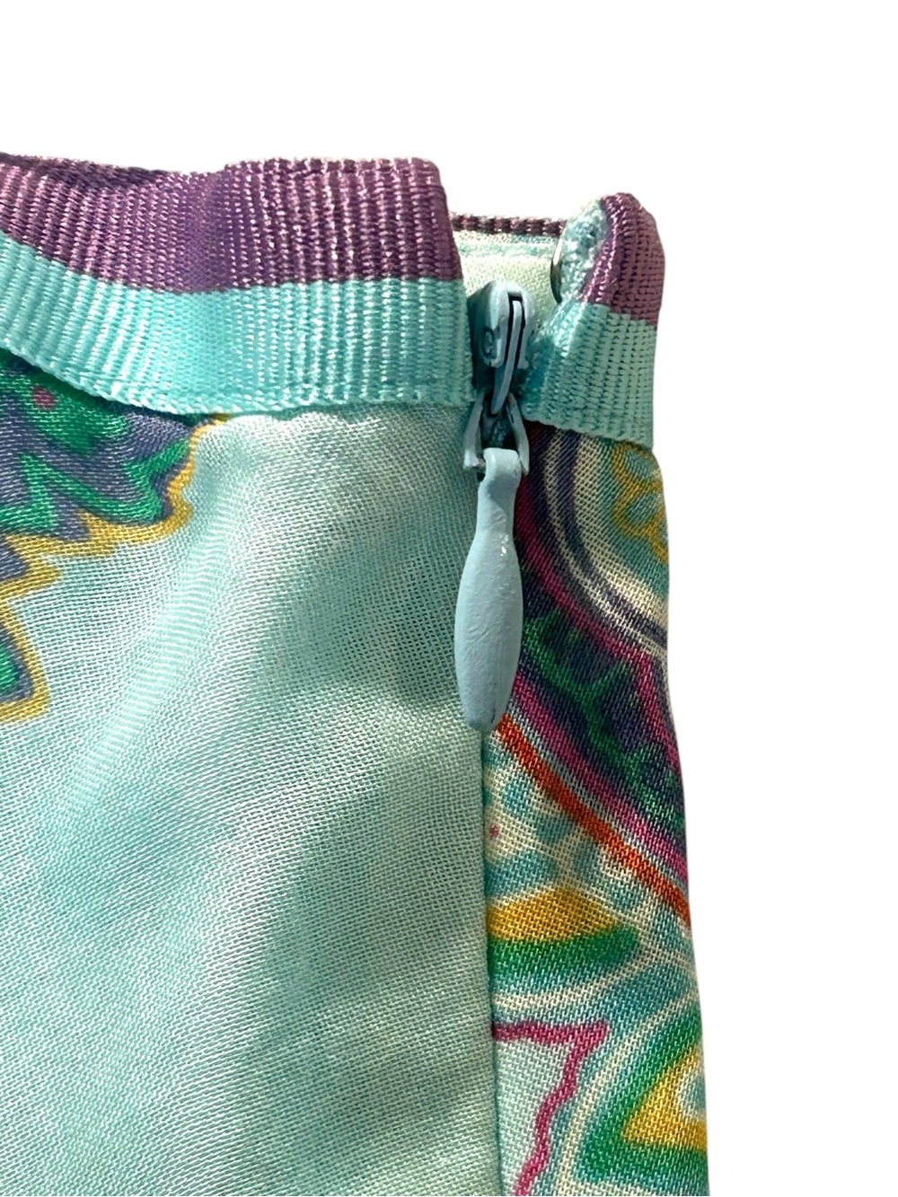 VTG Y2K Saks Fifth Avenue Aqua Paisley Cotton Skirt - Size 10 - Picture 5 of 8